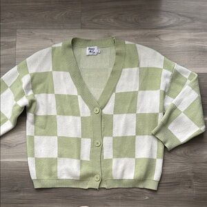 Princess Polly Pastel Green and White Checkered Sweater